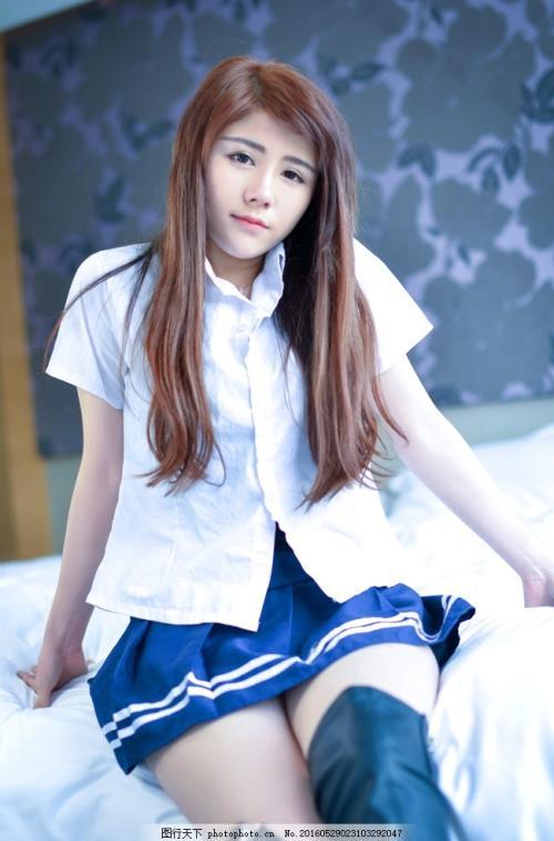 制服诱惑少女清新甜美日系美女微笑欢乐欢快阳光144x220