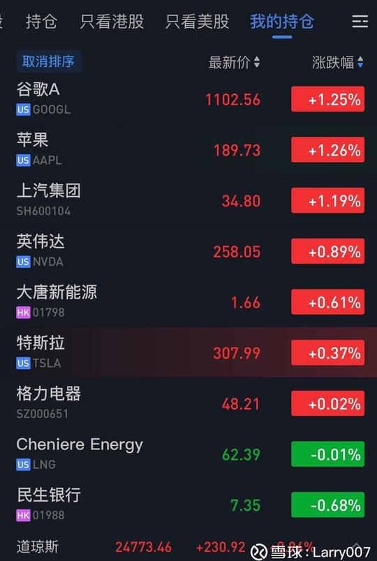 持仓股票