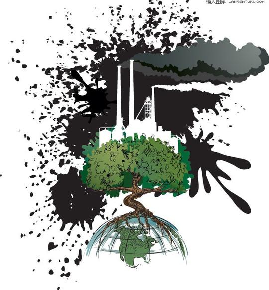 一款反应环境污染主题的插画矢量素材