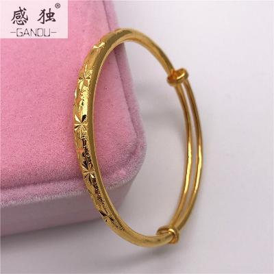 今年流行网红三生三世的手镯黄金抖音同款三个圈环铜镀黄金实心
