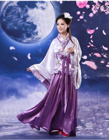 古装汉服仙女飘逸服装唐装汉服女装古代嫦娥古筝演出影楼写真紫色