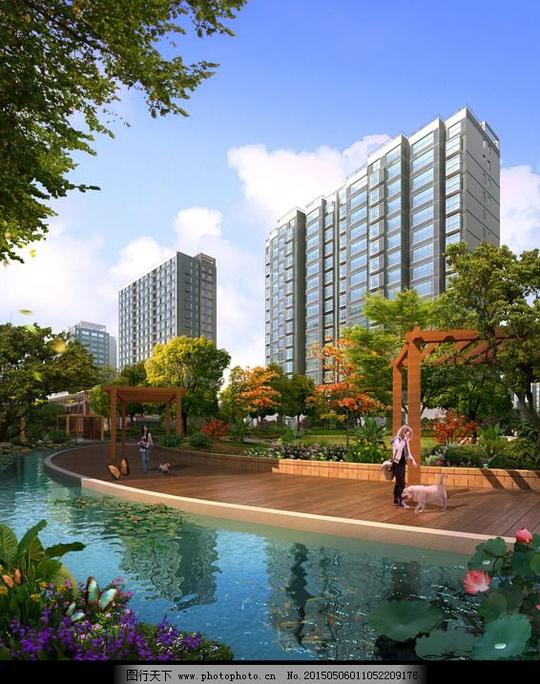 小区活动区小区活动区免费下载长廊高楼建筑家居装饰素材