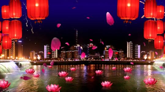 红灯笼花灯欢度元宵节视频_1280x720_高清视频素材(:)