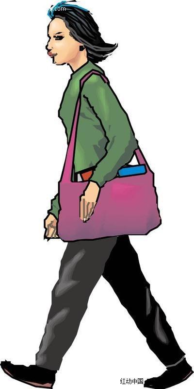 免费素材矢量素材矢量人物女性女人背着书包走路的女人