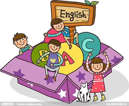 卡通英语角和小孩矢量素材[矢量图]