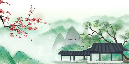 中国风诗词大会唯美海报背景素材