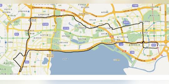 —侨香路——北环大道——深南大道——创业路——南山大道——鸭嘴