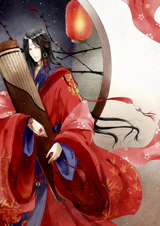 古风耽美插画:夜魅公子可愿与我.