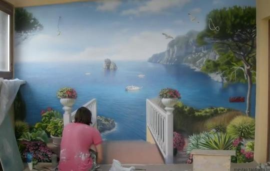 独家手绘{墙绘视频教程}幼儿园图片素材3d立体画墙体彩绘壁画