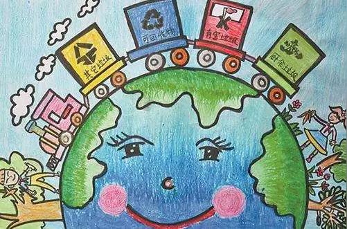 小同学的画中告诉我们保护地球环境需要垃圾分类