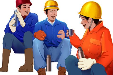 五一劳动节建筑工人工地干活素材