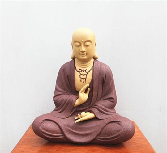 厂家直销宜兴紫砂工艺纯手工制作佛下昂雕塑地藏王菩萨开光摆件