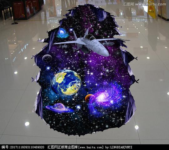 画3d立体画星空窗口3d画素材3d立体画地板画宇宙星球大战3d宇宙地板画
