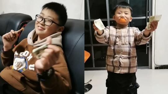 可爱!11岁叔叔给7岁侄子发2元压岁钱，给钱动作潇洒侄子反应亮了