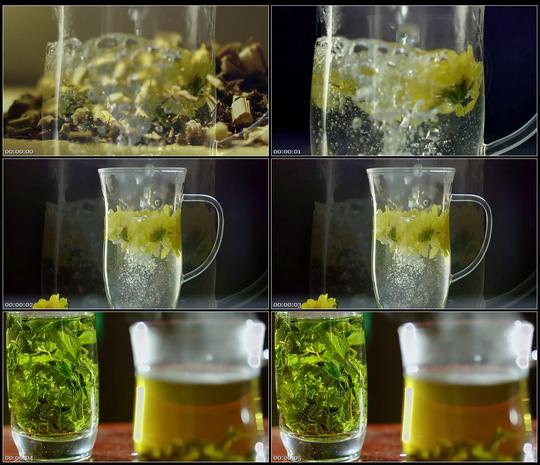 菊花茶水冲泡菊花花茶特写泡茶高清实拍视频素材