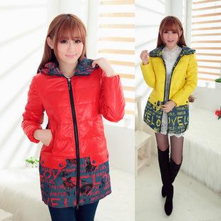 香港丹雪姿羽绒服中长款修身显瘦连帽韩版牛仔外套2014冬装新款