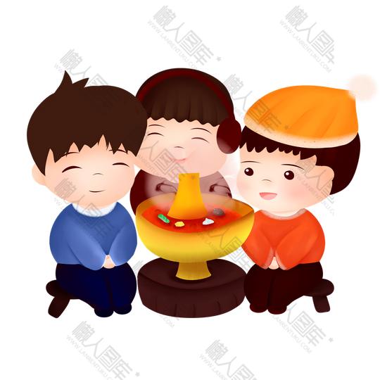 冬天吃火锅插画
