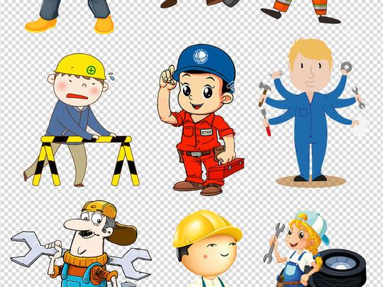 50款卡通建筑环卫工人建筑工程师人素材