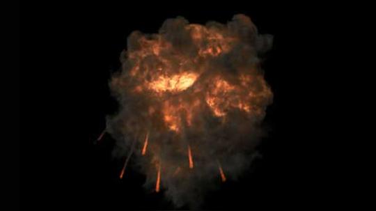 空中爆炸火团火球灾难黑屏特效视频素材