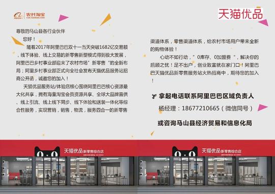 【重磅】马云的天猫优品来马山带你电商创业村级天猫