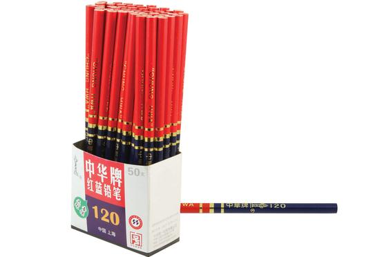 >中华牌120红蓝铅笔50支纸筒装