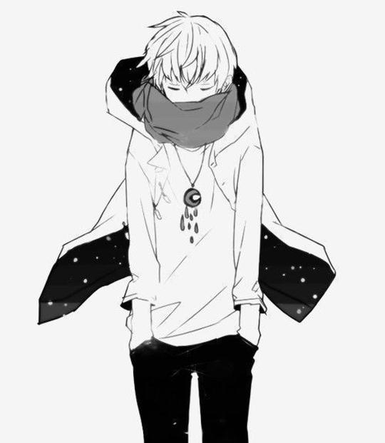 动漫男头二次元黑白头像