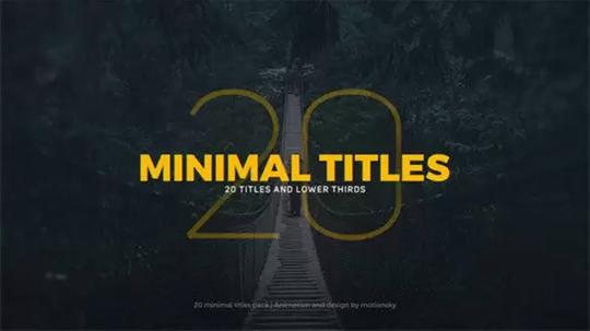 20个简洁图形文本文字标题字幕动画ae视频模板素材minimaltitles