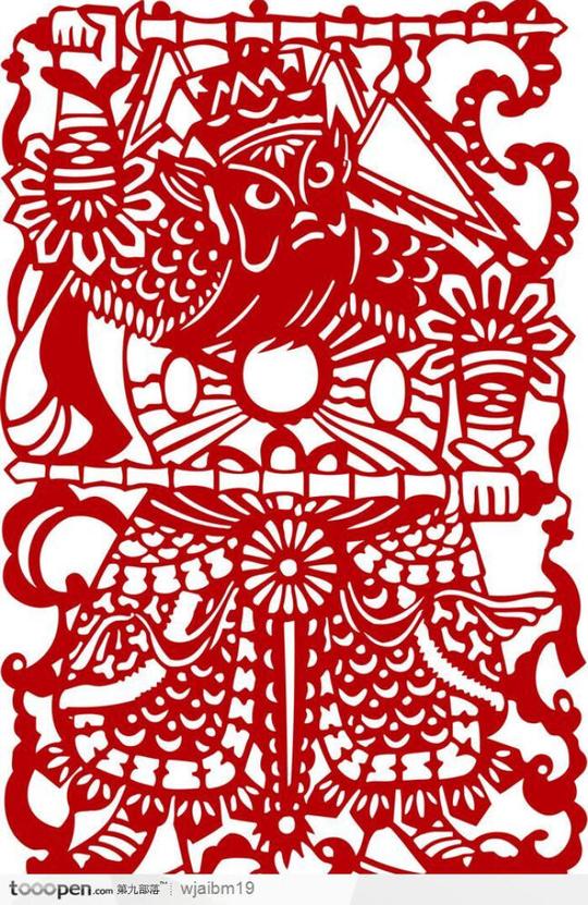 传统民间艺术剪纸之门神素材公社tooo