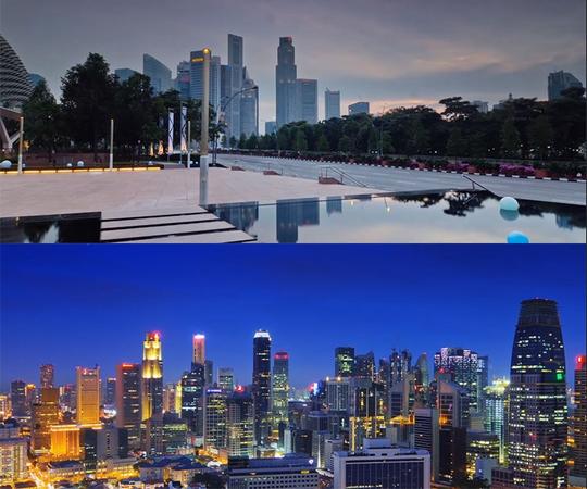新加坡高清实拍视频素材风景城市航拍运动建筑夜景led延时摄影