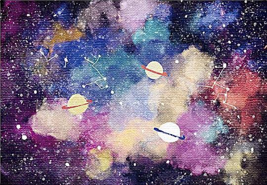 矢量水彩渐变泼墨太空宇宙星空背景背景图片素材