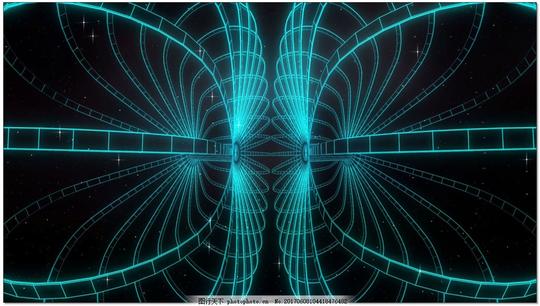 科技科幻环动画vj师动态背景视频素材蓝色线条动感节奏