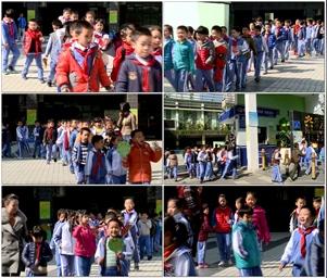 深圳小学学生下课放学回家校园学校背着书包排队行为礼仪视频素材