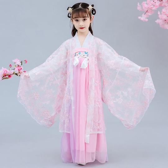 儿童古代服装汉服宫女学生淡雅群舞清新演奏走秀女童大童宫廷汉朝