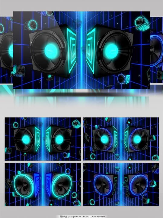 科技风创意音响视频素材蓝色光线音箱科幻动态视频素材