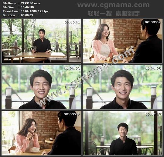 yt29180韩国帅哥男人靓丽气质女人喝咖啡高清实拍视频素材