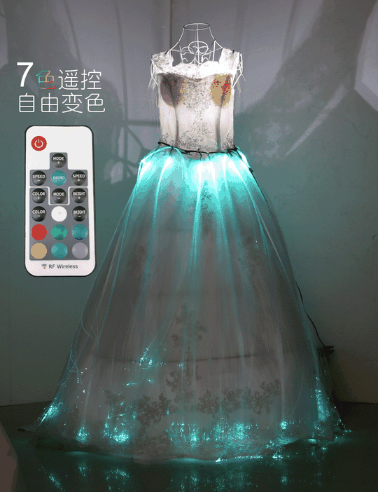 发光婚纱礼服夜光裙新娘荧光带灯婚纱创意舞蹈演出服led灯线定制