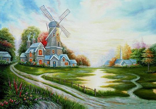 高清风景油画无框画素材图片