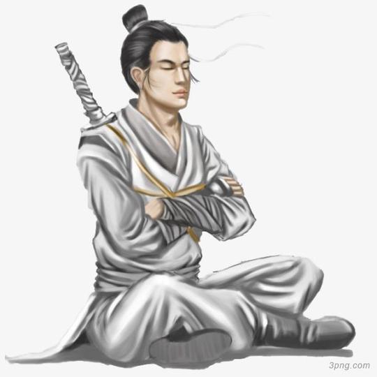 盘膝中国风水墨剑客剑客武侠水墨江湖武功盘膝国风