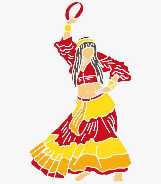 卡通手绘西班牙舞蹈女人斗牛舞插画素材图片免费下载高清psd千库网