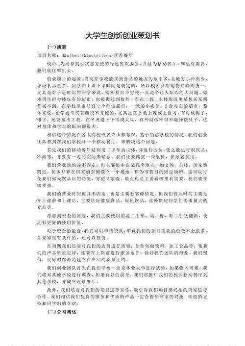 大学生创业计划书