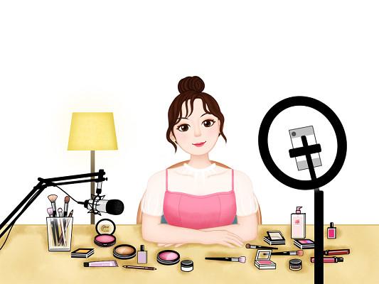 网络直播元素美女直播直播间png素材