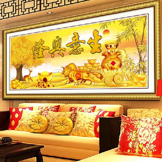 钻石画生意兴隆招财进宝圆钻满钻客厅贴钻画点钻十字绣代贴钻石画