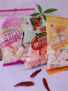 仙笛草莓味橡皮糖和季母形状棉花糖100克8袋{包邮}小零食