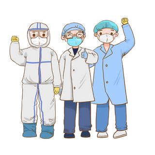 卡通手绘武汉疫情一线医护工作者加油素材