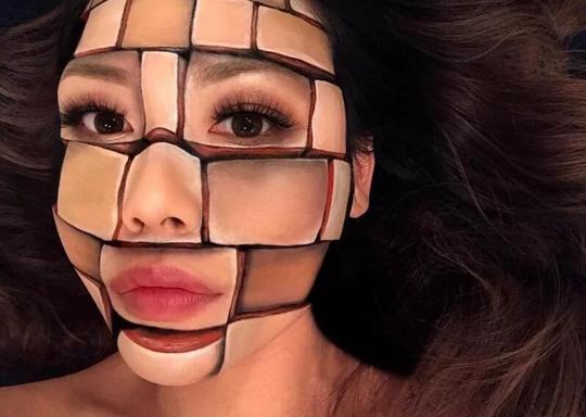 胆小慎入!视错觉彩妆打造出的惊悚人像照