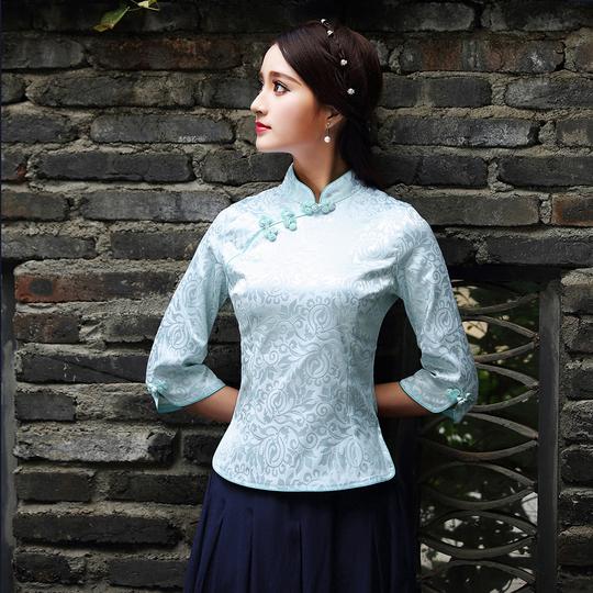 复古民国风春夏装文艺学生装改良唐装汉服中国风旗袍上衣茶人服女