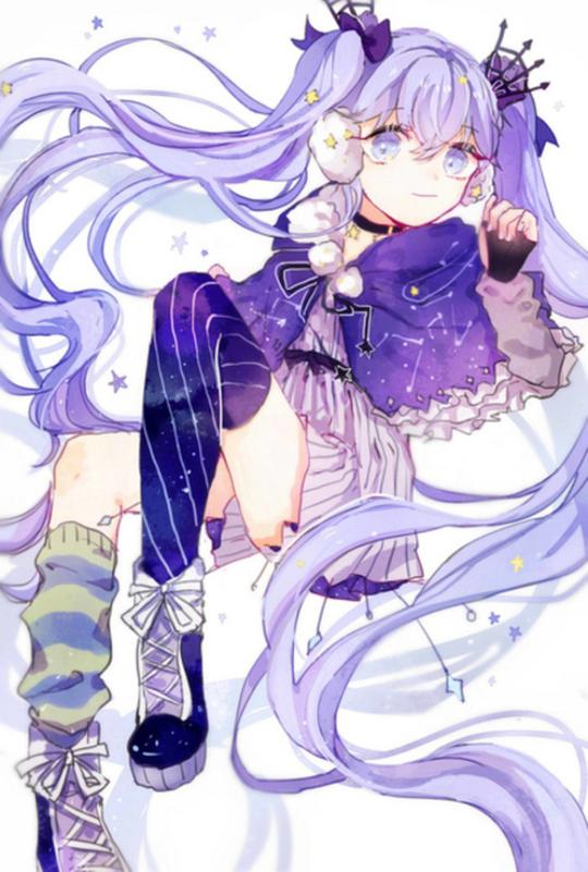 【绘画素材】冬の夜ミク初音未来动漫美少女壁纸插画封面美图