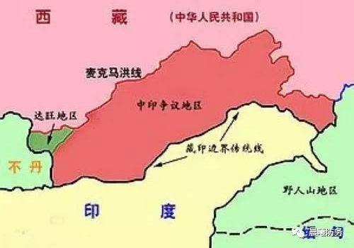 达旺及中印争议地区示意图