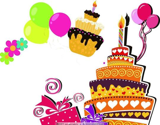 生日蛋糕图片,卡通卡通蛋糕蜡烛巧克力火彩色-图