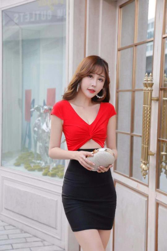 主播裙夏季浴场足疗按摩裙技师工作服性感露腰v领性感连衣裙黑色l【图片价格品牌评论】-京东